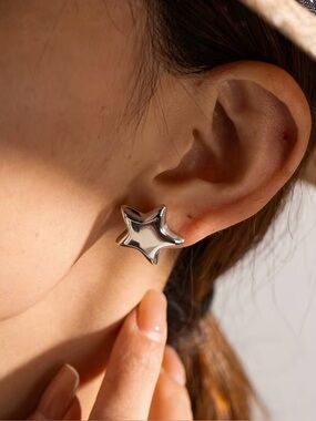 Silver Star Stud Earrings